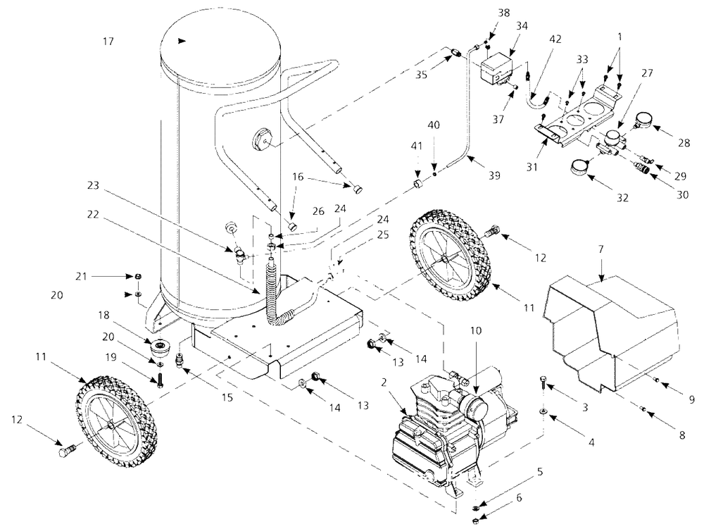 Air-Compressor Parts Diagram and Parts List for HL432600  Campbell Hausfeld Compressor